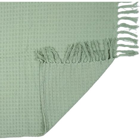 Jete De Canape Gaufre Vert D Eau 130x160cm (1/5)