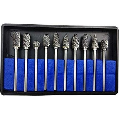 10PCS 3mmx6mm Fraises de Coupe Rotative Carbure Rotatifs Burr Dremel Outils Pour Travail Du Bois De Gravure, PerçAge (1/5)