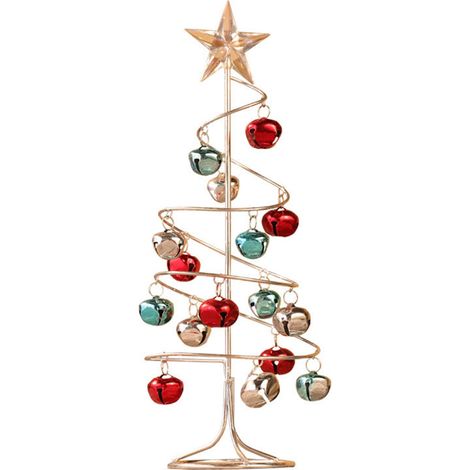 Arbre De Noël Spiral En Métal - Décoration De Table Pour Fêtes - 25 Cm - Avec Lumières Led - 1 Pièce (1/5)