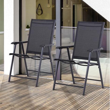 chaise jardin pliante lot 2 métal noir 58x64x94 cm HAVRYA (1/4)