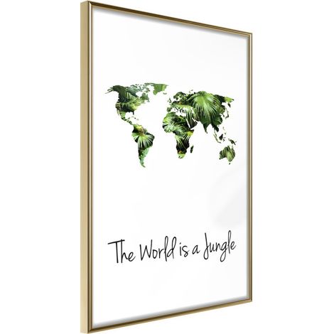 Affiche Murale Encadrée "We Live in a Jungle" 30 x 42 cm Or