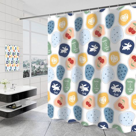 Wasserdichter Duschvorhang mit Cartoon-Farbblockmuster, 100 cm breit x 180 cm hoch, dick