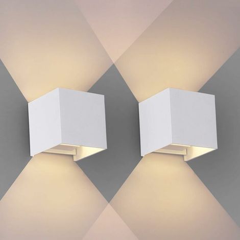 Lot de 2 Applique murale 12W Led chambre Moderne Interieur, Up and Down Design Réglable Lampe, Aluminium luminaires applique murale led Blanc pour Chambre Maison Couloir Salon (Blanc Chaud ) BLOW (1/4)