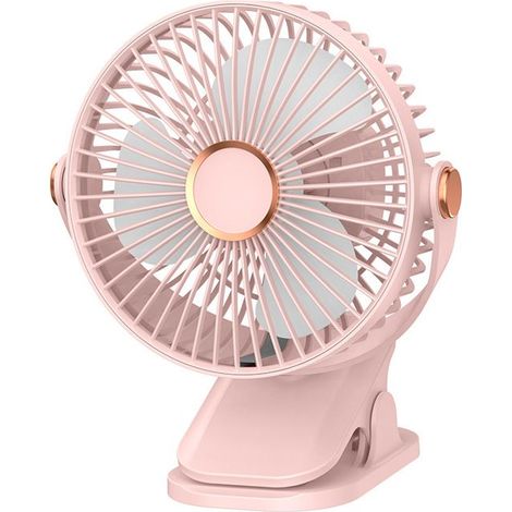 Ventilateur à pince rose rechargeable USB avec veilleuse intégrée silencieux fixation lit table bureau pour dortoir étudiant (1/2)