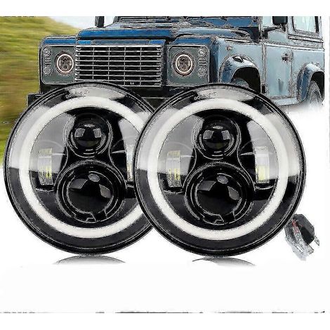 Phares avant à LED 7 LED homologués CE pour conduite à droite, compatibles avec Land Rover Defender 90 110 TDI TD5 - Paire