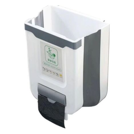 Poubelle de cuisine suspendue, pliable, en plastique, pour placard, voiture, chambre, salle de bain, cuisine, bureau, 24 x 25 x 6 cm (1/5)