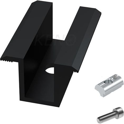 Solar Mittelklemme 30mm Komplett Befestigungsset Schwarz mit Nutenstein (1/2)