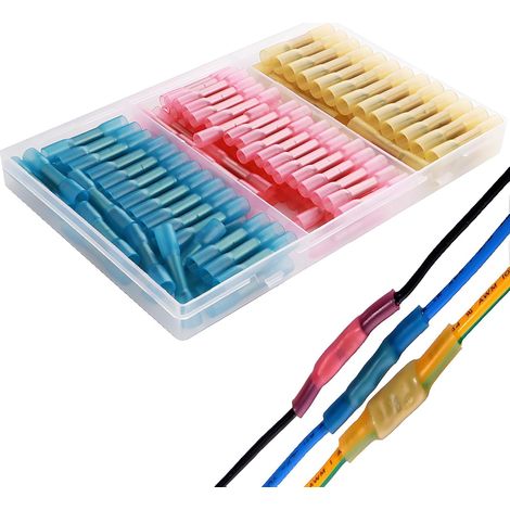 Heat Shrink Tubing Connector Cable Connectors Electrical Insulated Lugs 22-10GA (60Red 40Blue 30Yellow) (1/5)