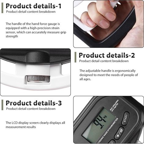 Dynamomètre numérique 180 kg appareil de mesure électronique écran LED entraînement USB intelligent et sensible (noir) (1/2)