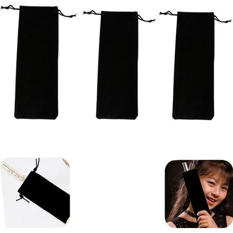 Pochettes de rangement pochette en tissu pochette pour couverts pochette pour ventilateur (noir, 29,5 x 10 cm) (1/5)