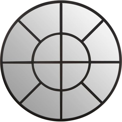 Premier Housewares Descartes Black Finish Round Wall Mirror (1/5)