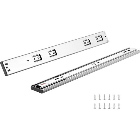 Coulisses de tiroir 457,2 mm (10 paires), montage latéral, extension complète, acier robuste, fermeture douce, silencieux, glissières à billes, capacité 100 lb. (1/5)