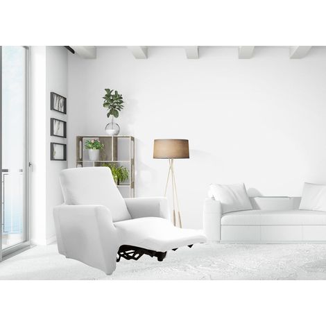 Copripoltrona Reclinabile Elasticizzato Antimacchia Magic Tinta Unita Bianco Poltrona Relax Idrorepellente (1/4)