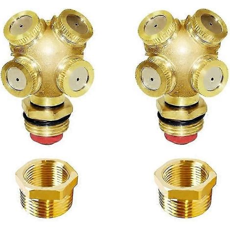 Brass Misting Spray Nozzle 3/4' GHT Male 4Holes Garden Sprinklers Irrigation Connector 25-26 (1/5)