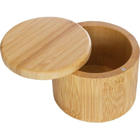 Pot à sel en bambou avec couvercle rotatif - Boîte à épices en bambou pour plan de travail