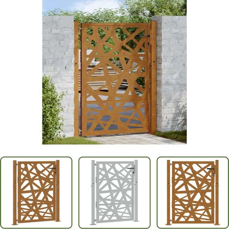 Portail métallique -  Portail de jardin 100x125 cm en acier patiné, design léger (1/5)