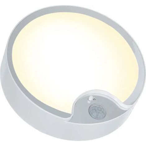 Plafonnier LED à Détecteur de Mouvement, Lampe de Plafond Intérieure Super Lumineuse à Piles, pour Grenier, Buanderie, Garage, Couloir, Escalier, 19cm 300LM lumière chaude