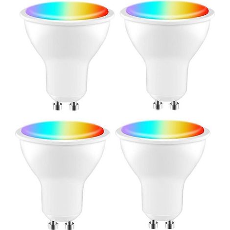 Ampoule LED intelligente Tuya GU10, intensité variable, 5 W, AC100-130 V, Wi-Fi + Bluetooth, compatible avec l'application Smart Life, Alexa et Google Home (lot de 4). (1/5)