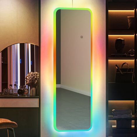 Miroir Complet Lumières Led Mural Éclairage Rgb Couleurs Fonction Mémoire 120x40cm
