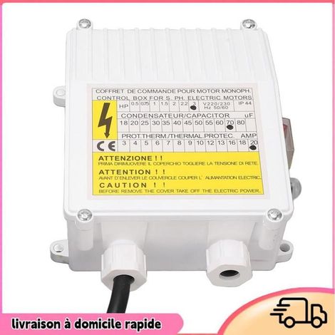 Boîtier de commande de pompe - DILWE - 2.2KW - ABS - Résistant aux chocs - Blanc (1/4)