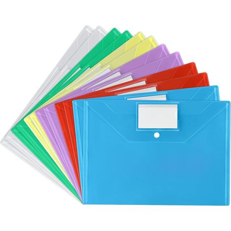 Carpeta para documentos, 12 bolsillos A4, seis colores diferentes, con cierre a presión y bolsillo para tarjetas de presentación, para archivar, clasificada para la escuela, el trabajo, la oficina y e (1/5)
