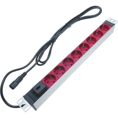 RackMatic - Multiprise 8 prises pour rack 19'' rouge avec interrupteur et câble C14 RackMatic (1/5)