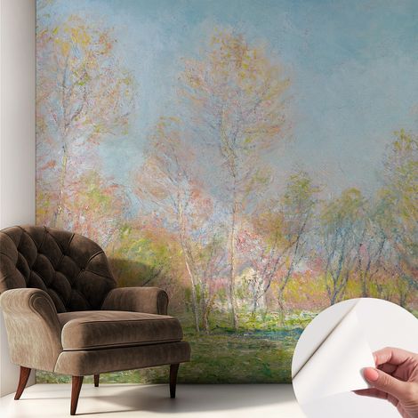 Selbstklebend Tapete modern - Wanddeko für Küche - Klebefolie Wand - luxus Look Frühlingspark 250x250 cm (1/5)