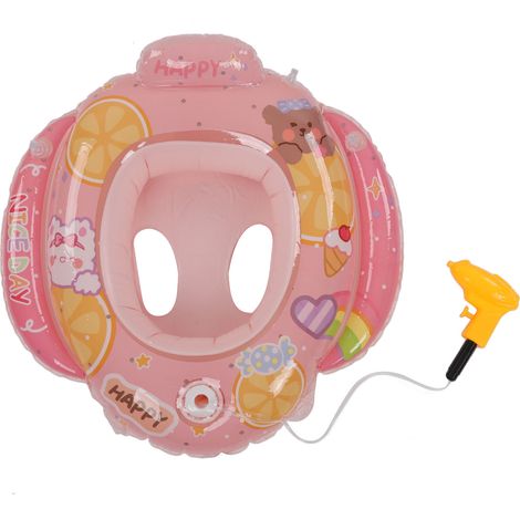Bouée de bain gonflable en PVC écologique pour enfants de 1 à 5 ans, radeau sûr et amusant, rose