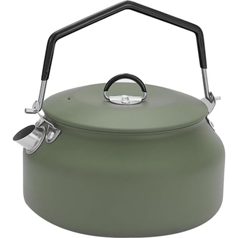 Portable 1L Théière de Cuisinière de Camping avec Poignée Pliante Théière de Bouteille d'eau Extérieure Vert (1/5)
