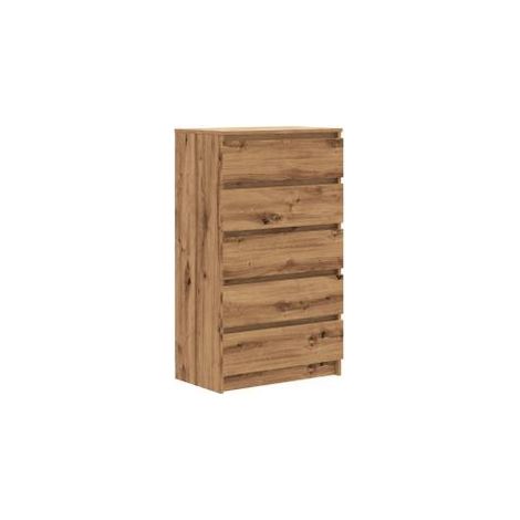 Commode haute 5 tiroirs Klasko 60cm - Bois d'ingénierie-Marron noisette (1/5)