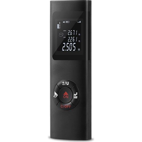 Télémètre Laser 40m, Portable Laser Numérique Mesure de Calcule Distance Surface Volume/Fonction Pythagore/IP54/LCD Rétro-éclairage/Rechargeable (1/5)