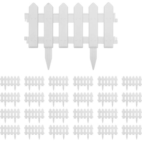 Bordures de pelouse 25 pcs Blanc 10 m PP (1/5)