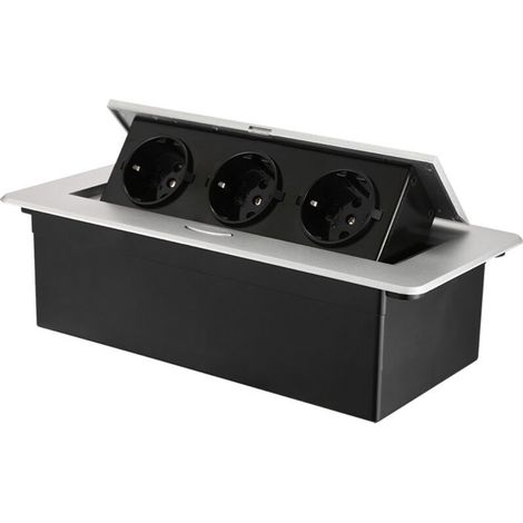 Versenkbare Einbausteckdose mit 3 Steckdosen – 2500 W Leistung – Kompaktes Design für Schreibtische und Arbeitsplatten – Einfache Installation