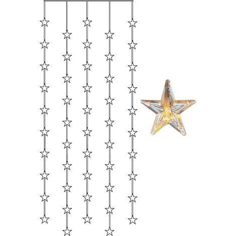 Rideau lumineux LED Star Trading « Star Curtain » avec étoiles, 50 LED, alimentation secteur, blanc chaud, H 200 cm, L 90 cm