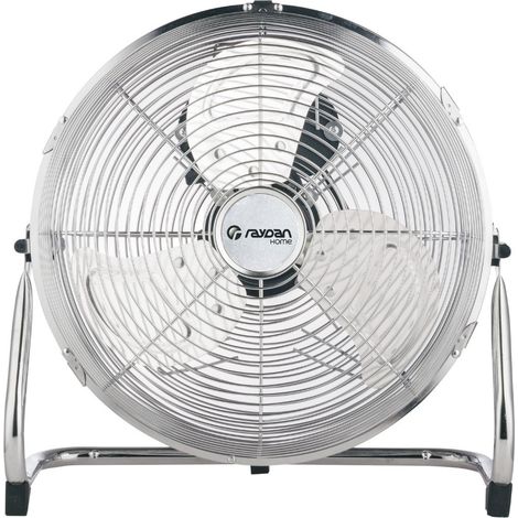 Ventilatore da pavimento Raydan Home da 12" (32 cm), 50 W, 3 velocità, colore argento.