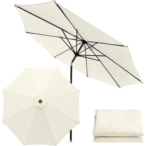 Housse de Rechange pour Parasol de Table de marché, Table et Parasol - 8 Baleines - 3 m - Imperméable - Anti-Ultraviolet -Beige (1/5)