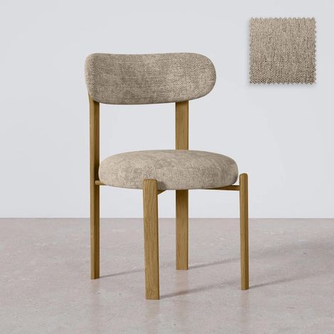 Sedia da pranzo Rivestita in chenille - Gambe effetto rovere - Design ergonomico e moderno - Okare Talpa