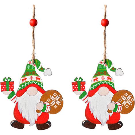 Ornement De Noel En Bois - Pendentif Arbre De Noel - Décoration Intérieure Fêtes - Lot De 3 (1/5)