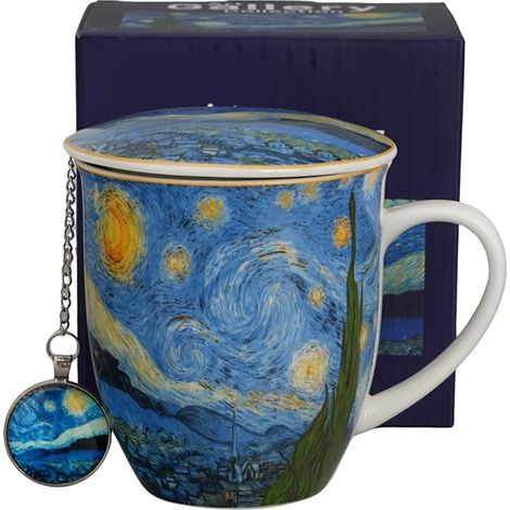 Notte stellata di Van Gogh, tazza da 400 ml con infusore e ciondolo