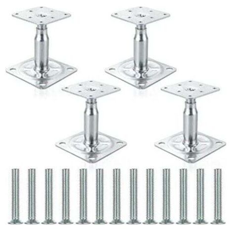 Lot de 4 supports de poteau surélevés galvanisés réglables de 100 à 150 mm, support de toit robuste pour construction