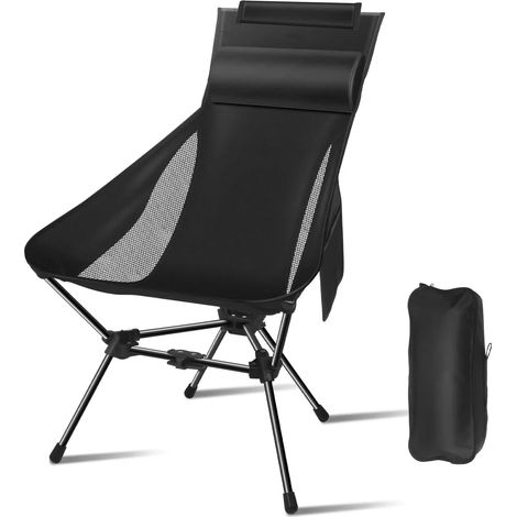 Chaise de camping ultralégère « Moon » de — Chaise de camping pliable avec appui-tête — Chaise de pêche d'extérieur conçue pour les voyages (1/5)