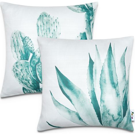 Paco Home Juego 2 Fundas Cojín 45x45 Decorativo Rayas Interior Exterior Decoración 2pcs-Set, Weiß-Grün (de)