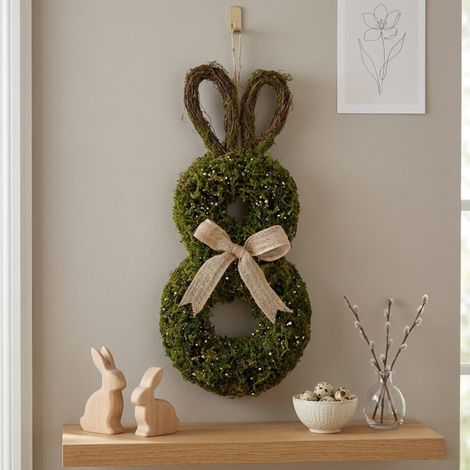 Hanging Moss Rabbit Easter Wreath (1/2)