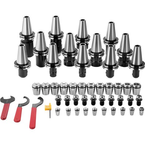 Mophorn CAT40 Spannzangenhalter ER 16/32 Spannzangensatz, 35-teilig, SLN FMB ER16/32 APU Werkzeughalter Federstahl-Spannzangenfutter mit 10 Anzugsbolzen und 3 Schraubenschlüsseln, für Fräsmaschinen