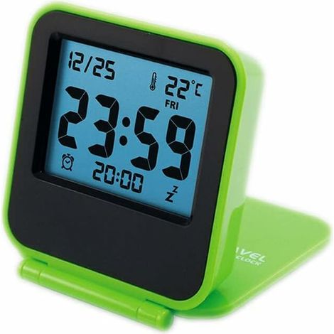 Small digital travel alarm clock, portable folding calendar temperature clock (1/4)