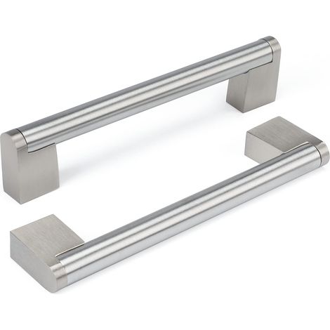 Lot de 10 Poignée Meuble Poignee de Meuble Cuisine Inox -LSJ14BSS128 Poignée de Porte Poignée Cuisine Nickel Brossé en Acier Inoxydable Entraxe 128mm (1/5)