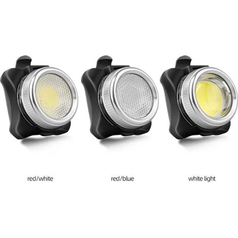 Éclairage de vélo rechargeable par USB, éclairage de vélo à LED COB avant et arrière super lumineux alimenté par batterie 5 modes 100LM pour la conduite de nuit (lumière rouge et bleue). (1/5)