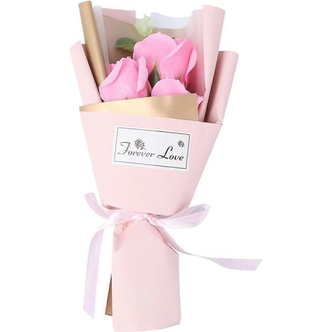 Coffret cadeau de 1 bouquet de roses artificielles en savon, rose simulée, cadeau de Saint-Valentin-27X15CM-Pink (1/3)