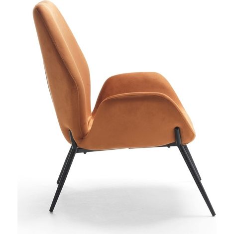 Poltrona Brandy di Design Contemporaneo - Seduta in Velluto Caramello e Struttura in Metallo Verniciato Nero - Comfort Avvolgente (1/5)