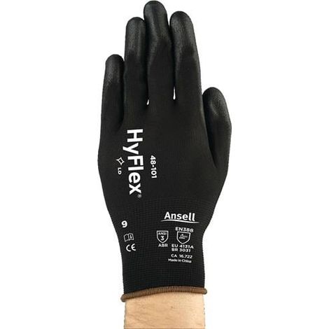 ANSELL Handschuhe HyFlex 48-101 Gr.8 schwarz EN 388 PSA II- 48-101-8